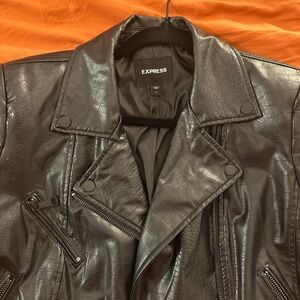Express Textured Black Leather Jacket